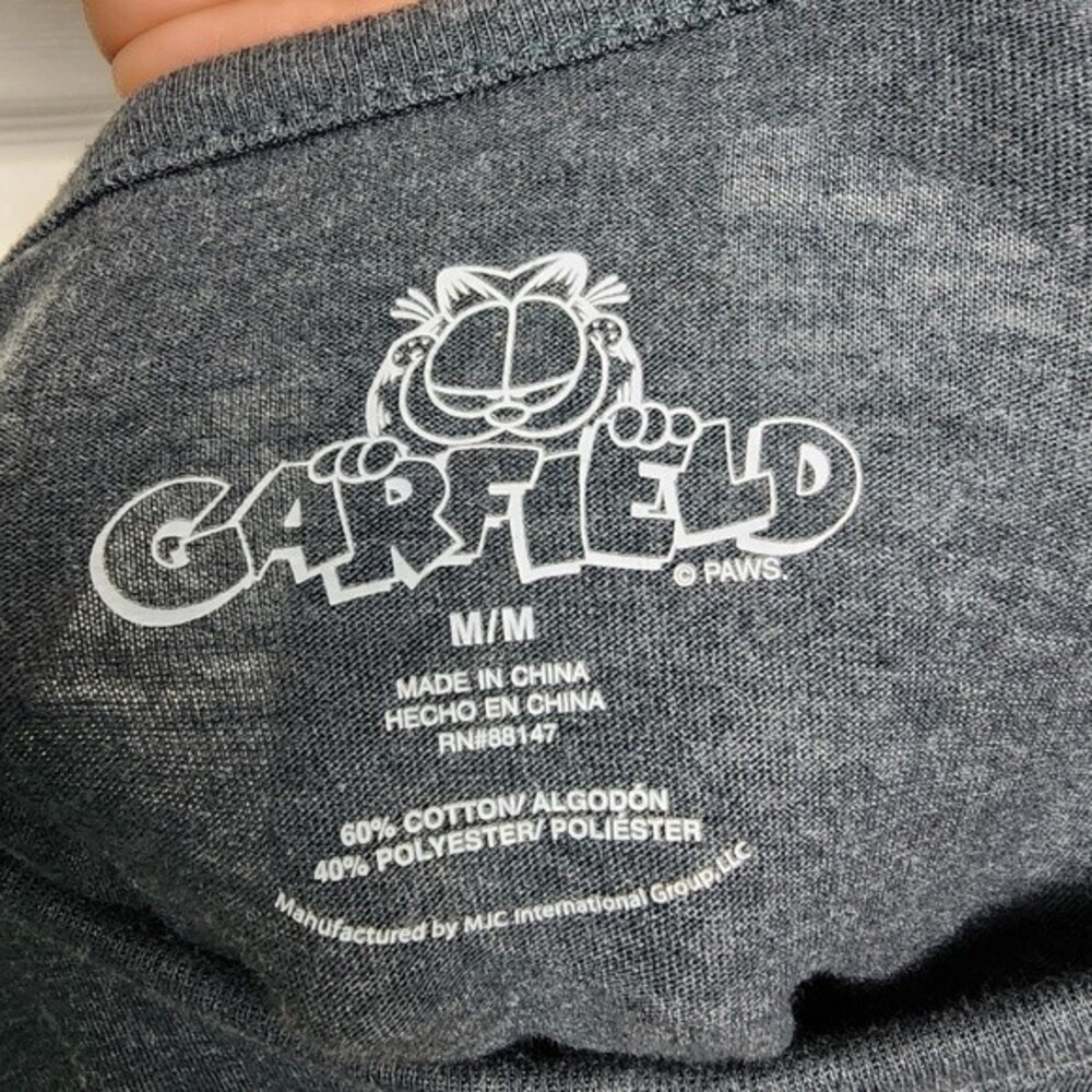 Garfield Grey Pajama Sleep Shirt Size M - Picture 2 of 14